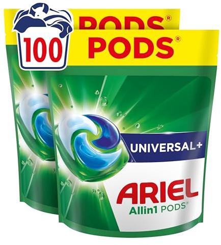 Ariel Allin1 PODS, flytande tvättmedelskapslar 100 tvättar, universal+, fläckvägkraft från 1:a Tvättas även i kallt vatten