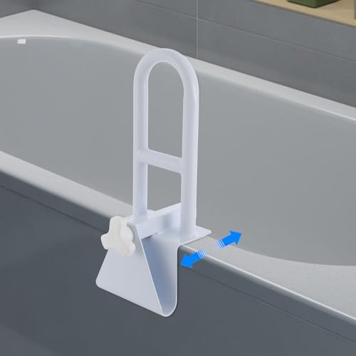 Badewanneneinstiegshilfe, Badewannengriff, Haltegriff Badewanne mit Rutschfestem Griff, Sicherheitsgriff für Senioren, Bohrfrei, Weiß, 136kg Tragkraft