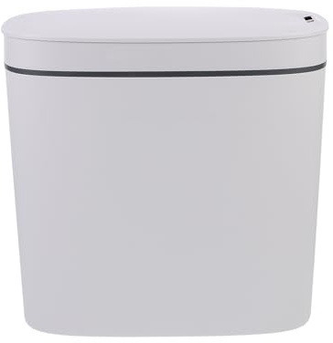 EXAOMBLE Contenedor de Residuos Inteligente de 14l Sensor Automático, Tapa Hermética y Diseño Moderno para Cocina, Fabricado en Pp Blanco