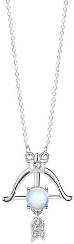 Silverhalsband,Zodiac S925 Sterling Halsband För Kvinnor Elegant Dam Zirconia Kristall Månstenshänge Present Smycken Födelsedagspresent