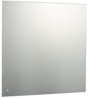Reflex Sales 60 x 60cm Square Frameless Unframed Bathroom Mirror with Pre-Drilled Holes and Chrome Cap Wall Hanging Fixing Kit Hardware