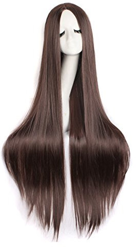 MapofBeauty 40/100cm Natural Soft Straight Long Cosplay Wig (Dark Brown)