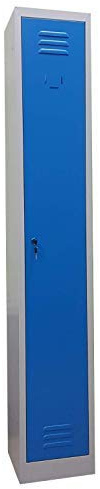 F.T. Einzelspind Spind Schließfachschrank Metallschrank Mehrzweckschrank Umkleideschrank Garderobenschrank 30x30x180H (Blau)