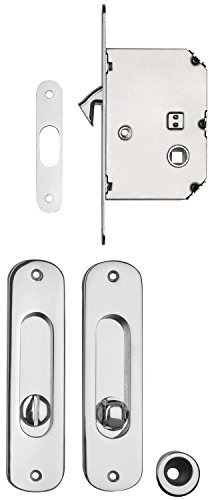 Marc HESI 4067.500.008.0 porta scorrevole della maniglia Set, Serratura E Maniglia, Entrata 50 mm, in ottone cromato, Argento lucido