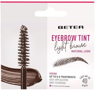 Beter - Tinta sopracciglia, Kit di colorazione per sopracciglia a lunga durata, applicazione facile e veloce, tinta sopracciglia castano chiaro, trucco per sopracciglia, tinta sopracciglia permanente