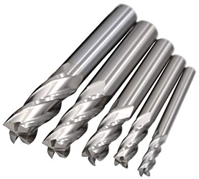 Luomorgo 3/16 5/32 7/16 1/2 9/16 Cutting Diameter Square Nose End Straight Shank Mill Cutter 5pcs