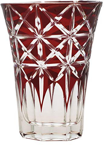 GreenGate Noir - Water Cross - Wasserglas/Glas/Handgeschliffen - Bordeaux - (HxD) 11 x 8cm - Large