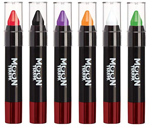 Halloween Face Paint Stick Body Crayon by Moon Terror | Set of 6 | SFX Make up | Special Effects Make up | 3.2g