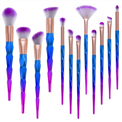 12 Pcs Pinceaux Maquillages Brosse a Maquillage, Pinceau Fond de Teint Ombre à Paupières Eyeliner Yeux Visage Poudre Cosmétiques Brosse