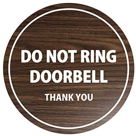 Signs ByLITA Circle Do Not Ring Doorbell Sign (Walnut) - Small