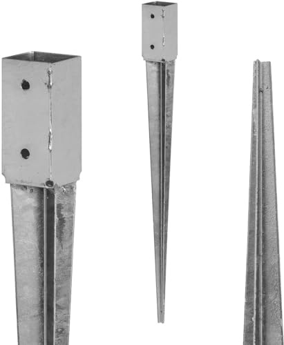 ADGO Einschlagbodenhülse - Pfostenträger 45x45 - Zaunpfostenträger - Bodenanker für Holzpfosten - Feuerverzinkt - Einschlaghülse - Einschlagbodenhülse - Anker 600 mm Gesamtlänge