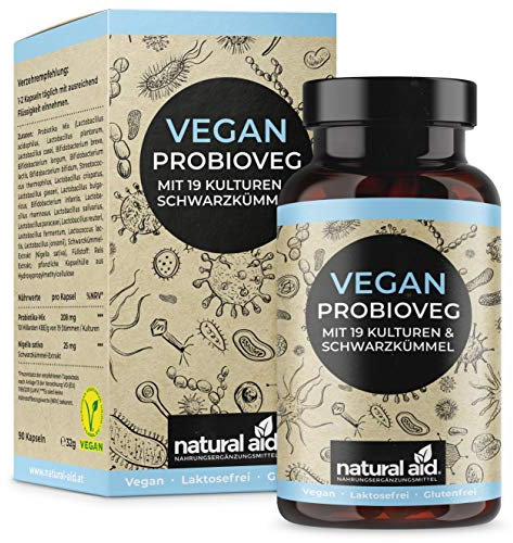 natural aid Daily Vegan Probiotika Kapseln [100% vegan] 90 Stück Darmbakterien Probiotika Darmflora Aufbau laborgeprüft o. Zusätze in DE hergestellt Kulturen Komplex Probiotika Darmsanierung Darmkur