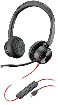 Poly Stereo-Headset 'Blackwire 8225-M' mit USB-C Anschluss, Active Noise Cancelling und flexiblem Mikrofonarm, Microsoft Teams, Schwarz