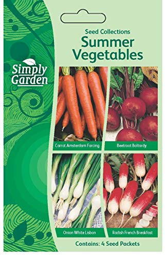Simply Garden Vegetable Seeds Variety Pack 4 Types Carrot Beetroot Radish Onion Seeds Summer Vegetables Grow Your Own