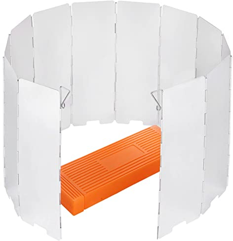 Sagafly Faltbarer Windschutz für Gaskocher 10/12-Lamellen Aluminium Gaskocher Windschutz Outdoor Campingkocher Windschutzscheibe Windblockade für Camping Picknick BBQ