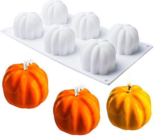 Halloween Pumpkin Chocolate Mould, Unnosin 3D Silicone Pumpkin Candle Mould Cake Molds Dessert Mold Soap Making Moulds