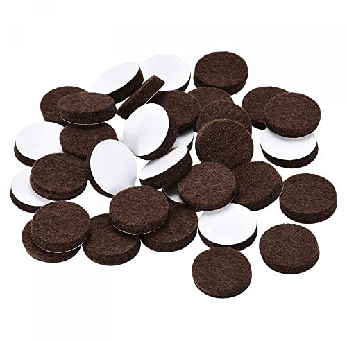 sourcing map Furniture Pads - Self Adhesive 19mm Dia 5mm Thick Felt Pads Chair Leg Floor Protectors, Brown 64Pcs