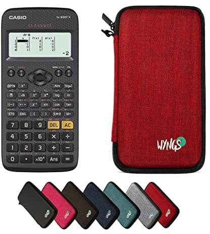 Casio fx-83GT X Schwarz inkl. WYNGS Schutztasche Rot - Wissenschaftlicher Taschenrechner - Basic Set