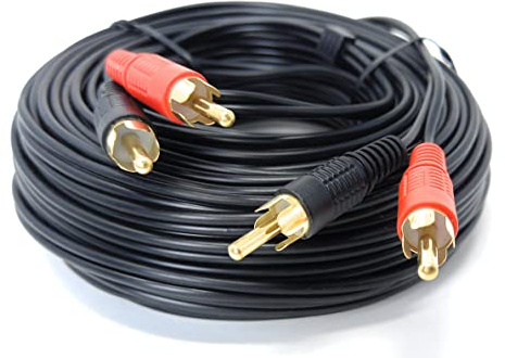 DRUT Câble Audio stéréo RCA vers RCA Phono Twin Jack vers Jack 20 m Compatible avec CD/DVD/amplificateur/HiFi/DJ Mixer/Platine Vinyle 65 Pieds connecteurs Or Noir