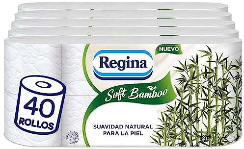 Regina Soft Bamboo - 40 Rollen Toilettenpapier, 3-lagig, 160 Blatt, natürliche Weichheit für Ihre Haut, hergestellt aus Bambusfasern, Papierverpackung, FSC-zertifiziert