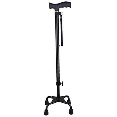Gehstock, teleskopisch, stabil, rutschfest, leicht, höhenverstellbar mit 4-Fuß-Basis, Schwarze Gehstöcke, Behinderte, alte Männer, ältere Menschen, Arthritis, Senioren, Krücke Interesting