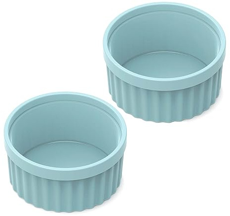 Silikonramekins 8 oz ugnssäker, 2 st grädde brulee ramekins ugnssäker, 10 cm silikon vaniljsmuggar, små bakskålar för bakning av souffel, pudding