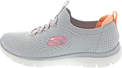 Skechers Womens Summits Top Player Sneaker, Gray Knit Pink Coral Trim, 5 UK