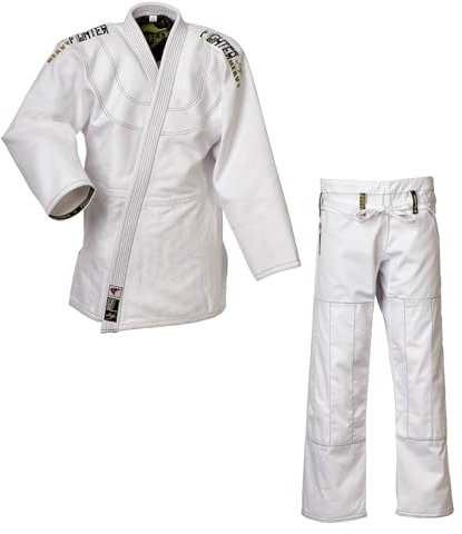 Ju-Sports Ju-Jutsu Anzug Fighter heavy JJIF approved 155 I Extra leichter, enger Jujutsu Anzug fürs Fighting I Kampfanzug mit tollem Finish I 100% Baumwolle