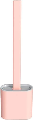 JQFDD Brosse de Toilette WC Silicone Brosses WC et Supports avec Base de Filtre à Eau Balayette WC en Silicone Antibactérienne à Séchage Rapide, Montage Mural,Rose