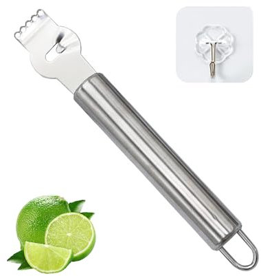 Rallador de 1 pieza con gancho de 1 pieza, raspador de cáscara de limón y naranja, pelador de acero inoxidable, cortador de limón, herramientas para cocina y bar