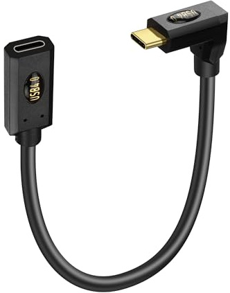JSADZKJ Cavo USB C 4.0 a 90 gradi Cavo di prolunga USB C maschio-femmina ad angolo retto 240W PD Ricarica rapida HD 8K@60Hz 40Gbps Trasferimento dati Cavo USB C per laptop Telefono-0,3M