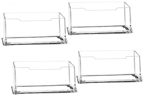 Semazz Porta Biglietti Da Visita,4 Pack Acrilico Supporto per Biglietti da Visita Trasparente Supporto di Carte di Plastica Scrivania Organizzatore