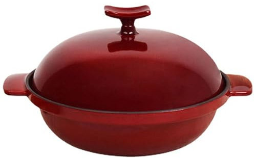 Mswborml Modern Brotbacktopf mit Deckel Gusseisen, Gusseiserner Topf mit Deckel Klein 1,2 L Robuster Gusseisen Emaille Topf Brot Backen 22 cm, Runde Bratentopfset Aus Gusseisen, Weinrot