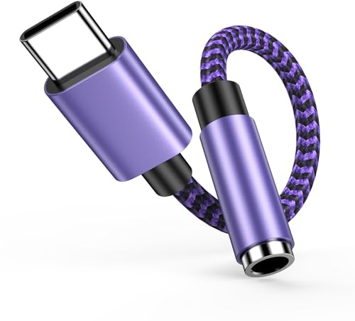 USB C auf Klinke, USB C auf 3 5mm Klinke Kopfhörer Adapter 0,18M Lang | Typ C auf aux Audio Adapter für Samsung Galaxy S25/S24/S23/A56/A36/A17, iPhone 17/16/15/Pro Max/Pro/ Plus, Pixel, iPad Pro