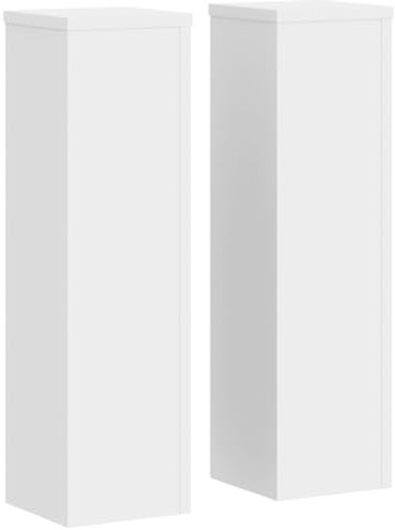 vidaXL Pflanzenständer 2 STK., Blumenständer Hohle Konstruktion, Dekosäule Podest für Pflanzen Dekoartikel, Blumenhocker Blumensäule, Weiß Holzwerkstoff