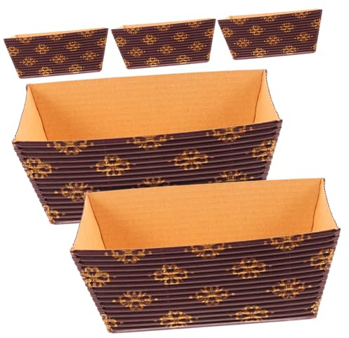 Hoement 25pezzi Teglie Rettangolari in Carta Ondulata Per Pane e Torte Resistenti Temperature Elevate e Olio Vassoi Usa e Getta Per Feste e Cerimonie