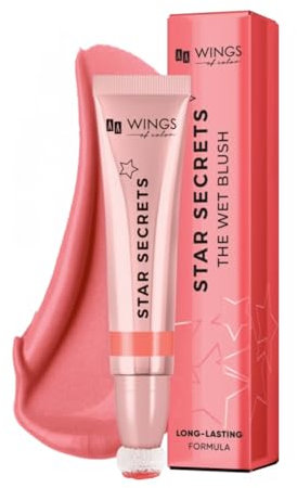 AA WINGS OF COLOR Star Secrets The Wet Blush | 02 Strawberry Glow | Cremiges Rouge | Lang anhaltend | 3D-Konturierung | Aufbaubare Intensität| Hyaluronsäure & Peptide | Allergiegetestet | 13 ml
