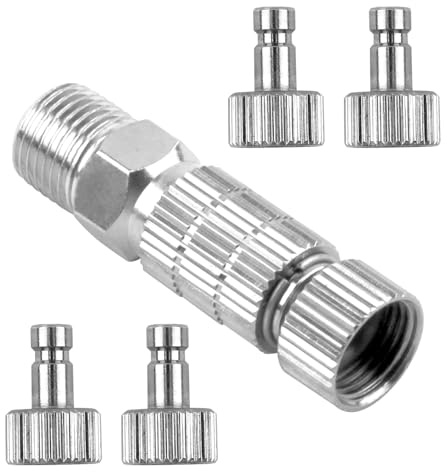 5 stycken airbrush snabbkoppling separationsadapter-kit, 1/8 tums uttag och kontakt adapter justeringskontroll ventil airbrush tillbehör för luftkompressorer och luftduschslangar för konstnärer