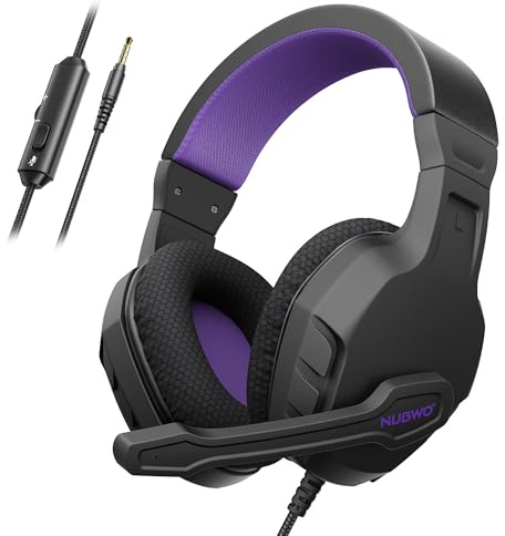 NUBWO U3 Casque de Jeu avec Micro pour PC, PS4, PS5, Xbox1, Mac, Switch, Casque de Jeu Filaire avec Micro appels clairs, léger et contrôle en Ligne, Violet