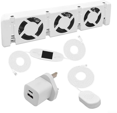 Entgoinggo Smart Radiator Fan, White Energy Efficient Equipped with External Thermostat Switch, Enhance Heat Circulation, for Radiators and Convectors from 50 Cm ﻿( set)