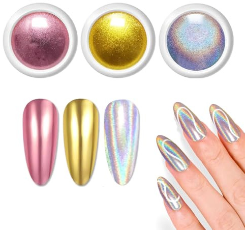 Poudre Chrome Ongle Or Rose - LEDSUUEI Poudre Ongle Métal Argenté Holo, Poudre Effet Miroir Super Magique pour Ongles Poudre Pailletée, Poudre Pigment Ongles Nail Art 3g: Facile Faire Déco DIY Salon