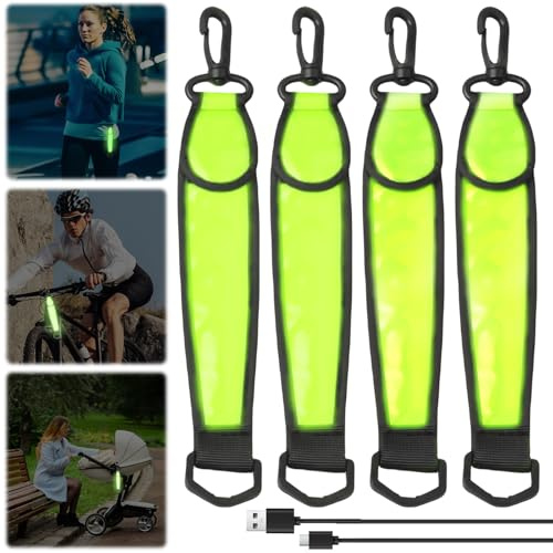 Vaileal Lot de 4 cartables LED clignotantes : 3 modes de lumière de sécurité réflecteurs remorque cartable réflecteurs pour enfants, réflecteur étanche pour cartable sac à dos jogging