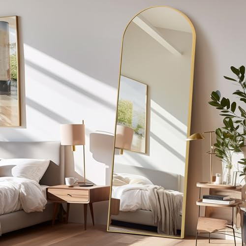 LunaMirror Gewölbter Spiegel Ganzkörperspiegel 165 x 60 cm Stehspiegel Bodenspiegel Groß Standspiegel für Schlafzimmer Wohnzimmer Flur Eingang Wandspiegel Schwarzer