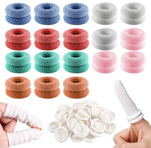 48 Finger Bandage,Finger Cots,Finger Stall,Including Cotton Finger Cots and Rubber Gloves,Finger Bandages Tubular,Thumb Bandage,Finger Protectors Used for Wound Support and Protection