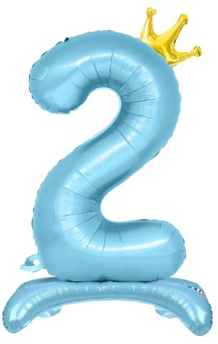 Luftballon 2. Geburtstag, Stehend Folienballon 2 Zahlen Luftballon Blau 32/81cm Folienballon Geburtstag Deko Junge