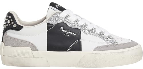 Pepe Jeans Milan Court W Sneak Donna, Grigio Argento Grigio, 5 UK