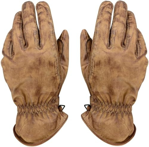 BOSmoto Motorradhandschuhe aus Echtleder für Herren – Klassisches Design,Herren Motorrad Leder Handschuhe,Biker Motorrad Sommer Handschuhe