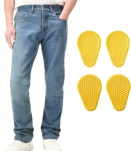 ILM Motorcycle Riding Pants for Men CE Armored Motorbike Jeans Adventure Touring Motocross All Season Model PJN1(Light Blue)