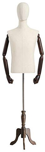 OWOHYG Männliche Schaufensterpuppe Torso Körper Puppe Dummy Mit Kopf Und Armen Stativ Für Kleidung Display Einstellbare Höhe,
