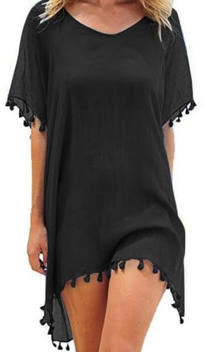 Damen Strandkleid Sommer Bikini Cover Up Badeanzug Sommerkleider V-Ausschnitt Strandponcho Bademode Strand Vertuschen Shirt